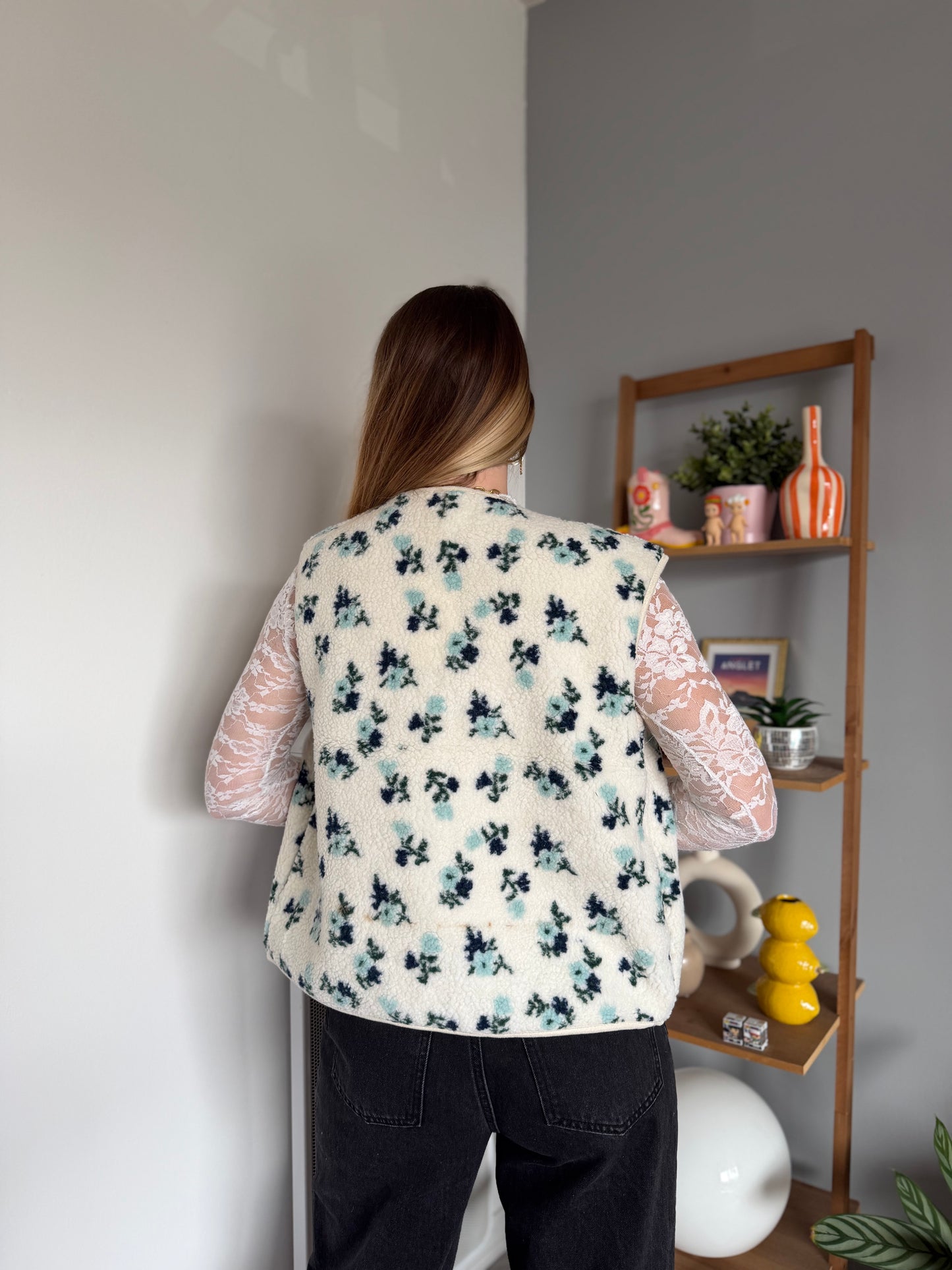 Veste sans manches FLEURS Bleu