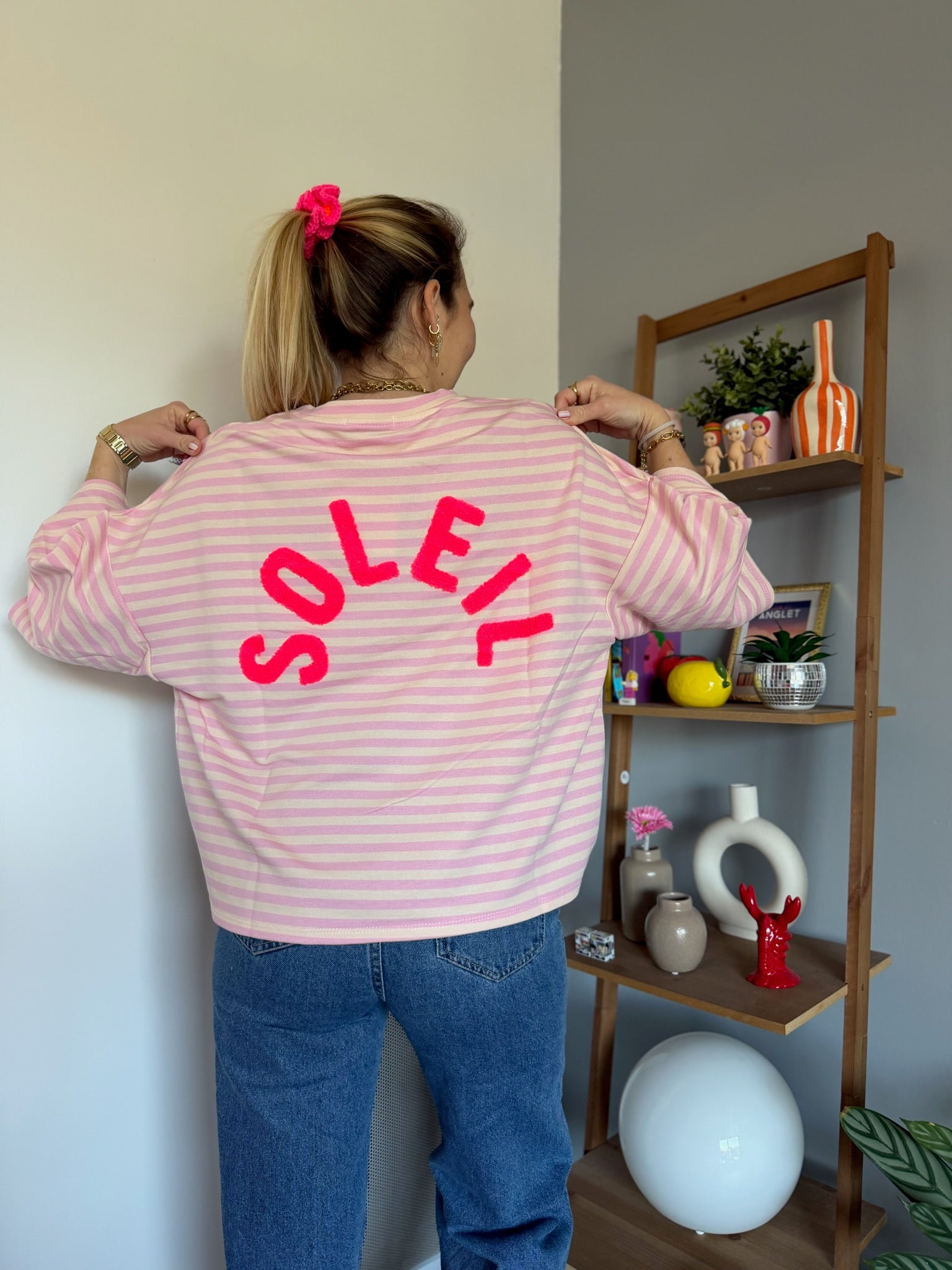 T-shirt marinière SOLEIL Rose + Beige
