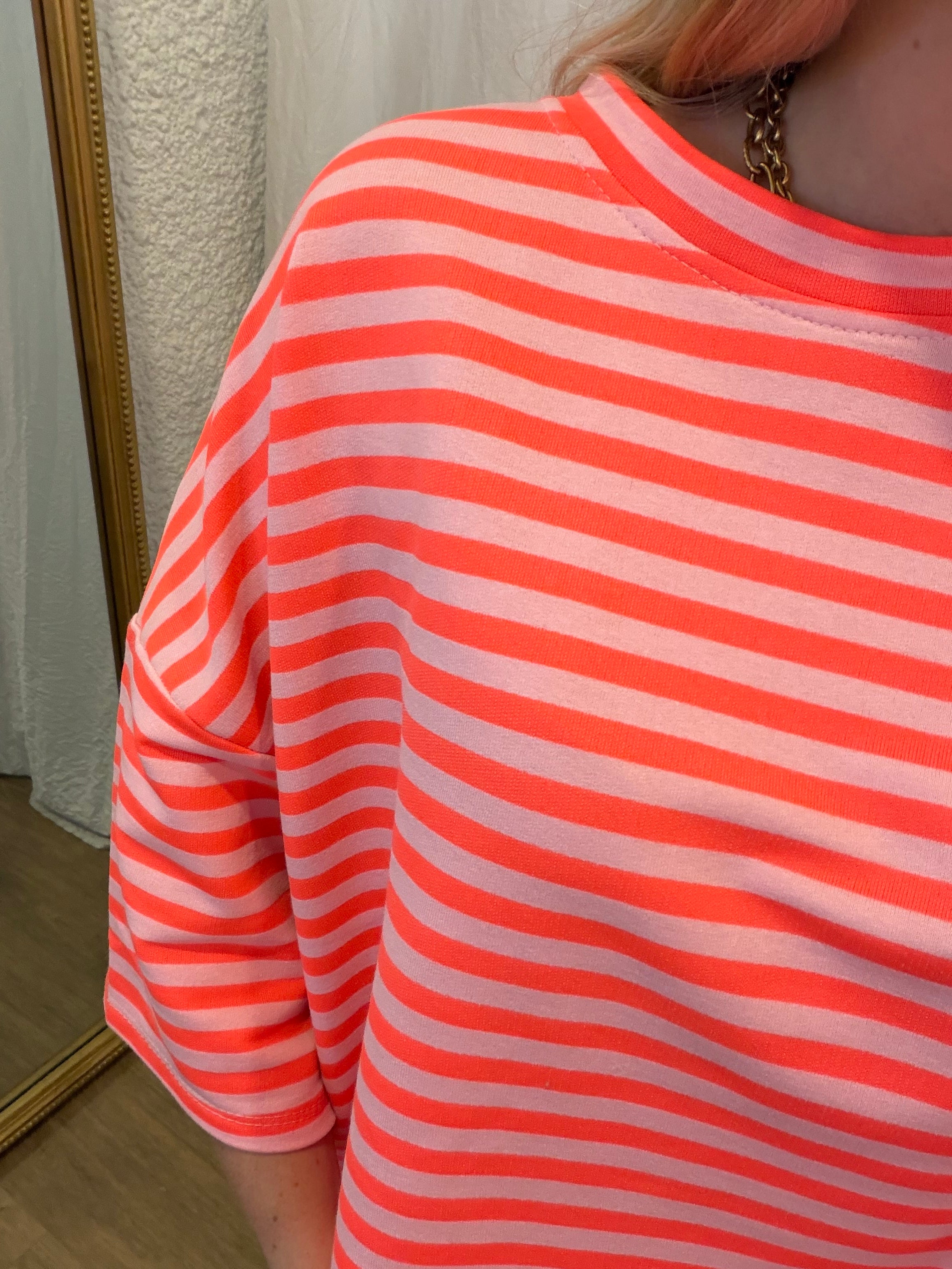 T-shirt LÉA marinière Rose + Corail
