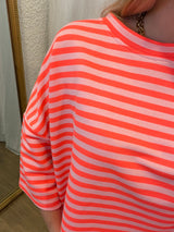 T-shirt LÉA marinière Rose + Corail