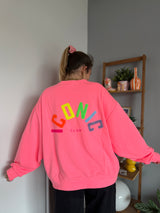 Sweat ICONIC Rose fluo clair + Multicolore