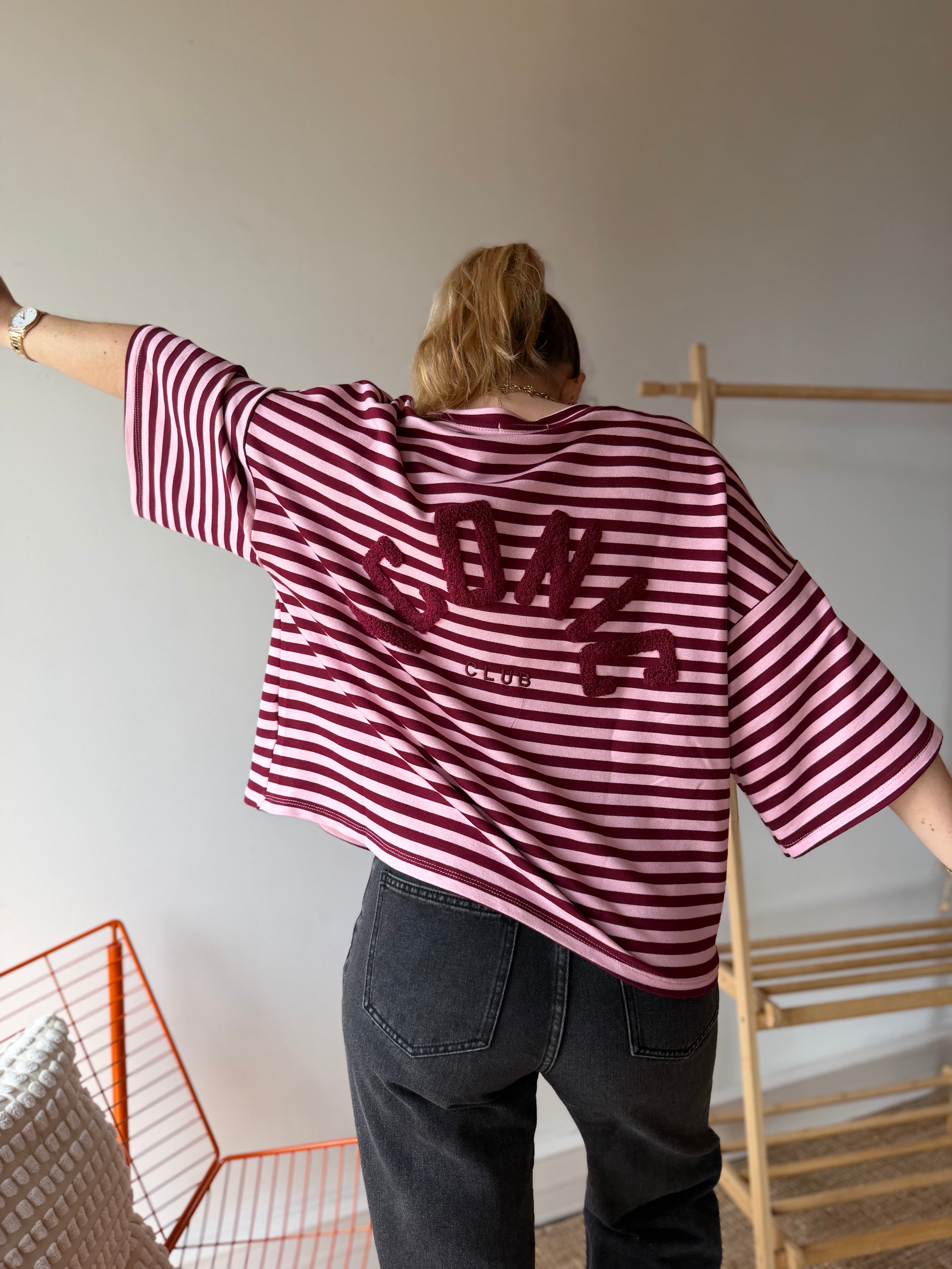 T-shirt marinière ICONIC Bordeaux + Rose