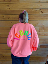 Sweat ICONIC Corail fluo + multicolore
