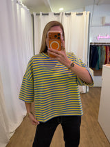 T-shirt LÉA marinière Bleu + Jaune