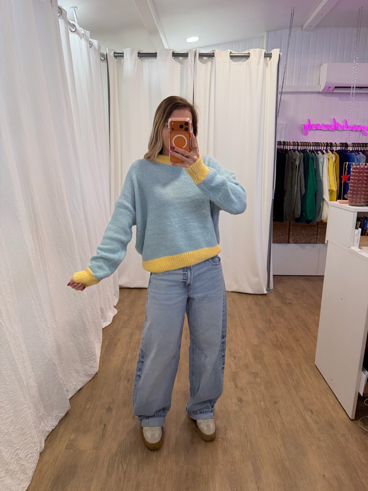 Pull SOLEN Bleu/Lilas/Jaune