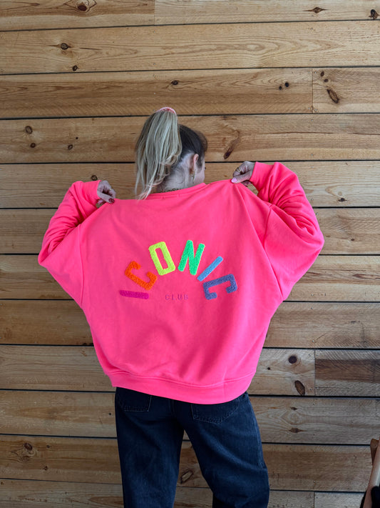 Sweat ICONIC Rose fluo + Multicolore