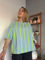 Sweat manche courte PAOLINA rayé bleu