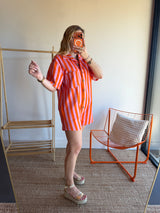 Combishort rayée JULIA orange + rose