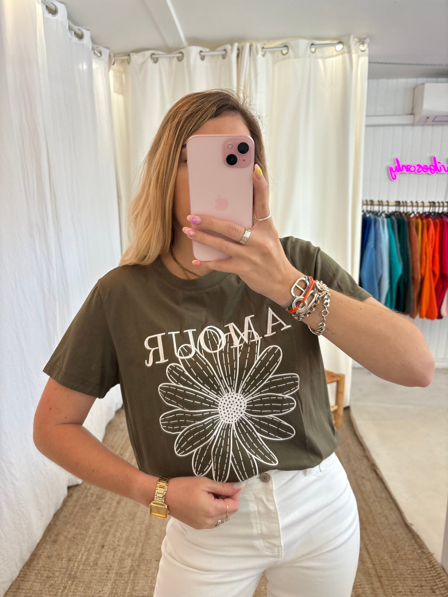 T-shirt AMOUR & FLEURS kaki