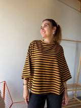 T-shirt marinière ICONIC Moutarde + Chocolat