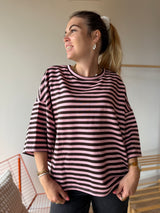 T-shirt marinière ICONIC Chocolat + Rose clair
