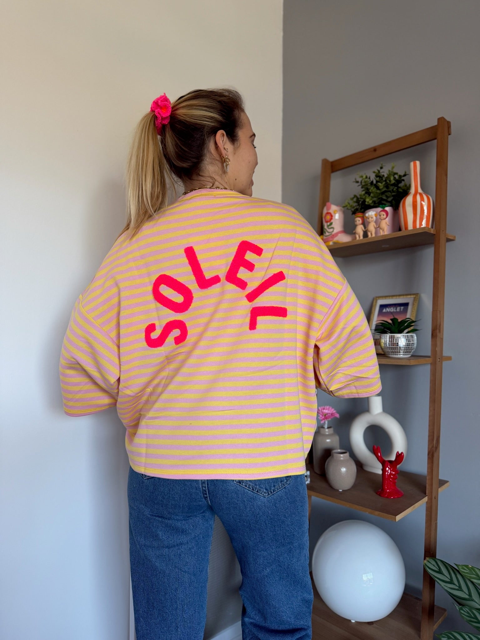 T-shirt marinière SOLEIL Jaune + Rose