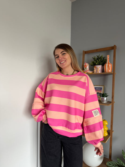 Sweat marinière GABRIEL Rose + Corail