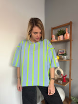 Sweat manche courte PAOLINA rayé bleu