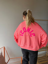 T-shirt marinière ICONIC Corail fluo + Rose clair manches longues