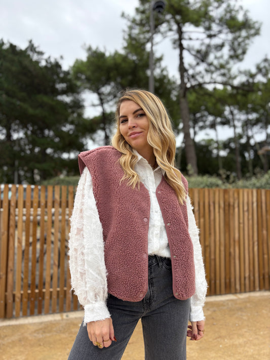 Veste sans manches ABY Rose foncé