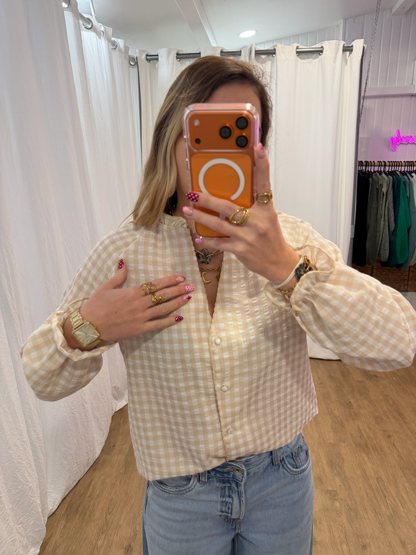 Blouse LENNY vichy beige