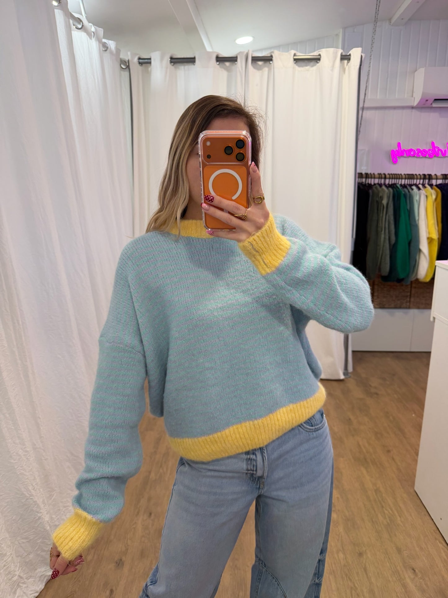 Pull SOLEN Bleu/Lilas/Jaune