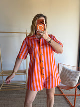 Combishort rayée JULIA orange + rose