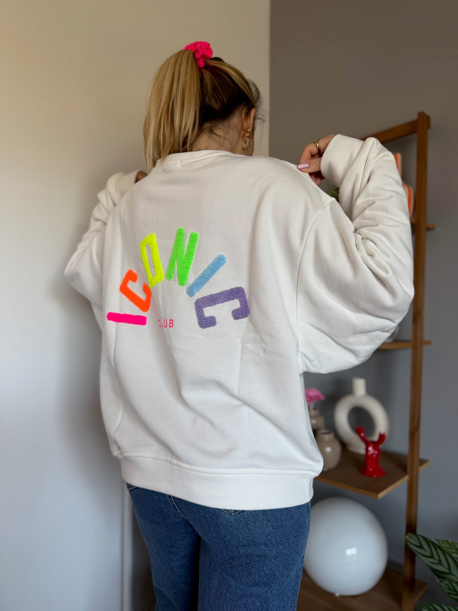 Sweat ICONIC Blanc + Multicolore
