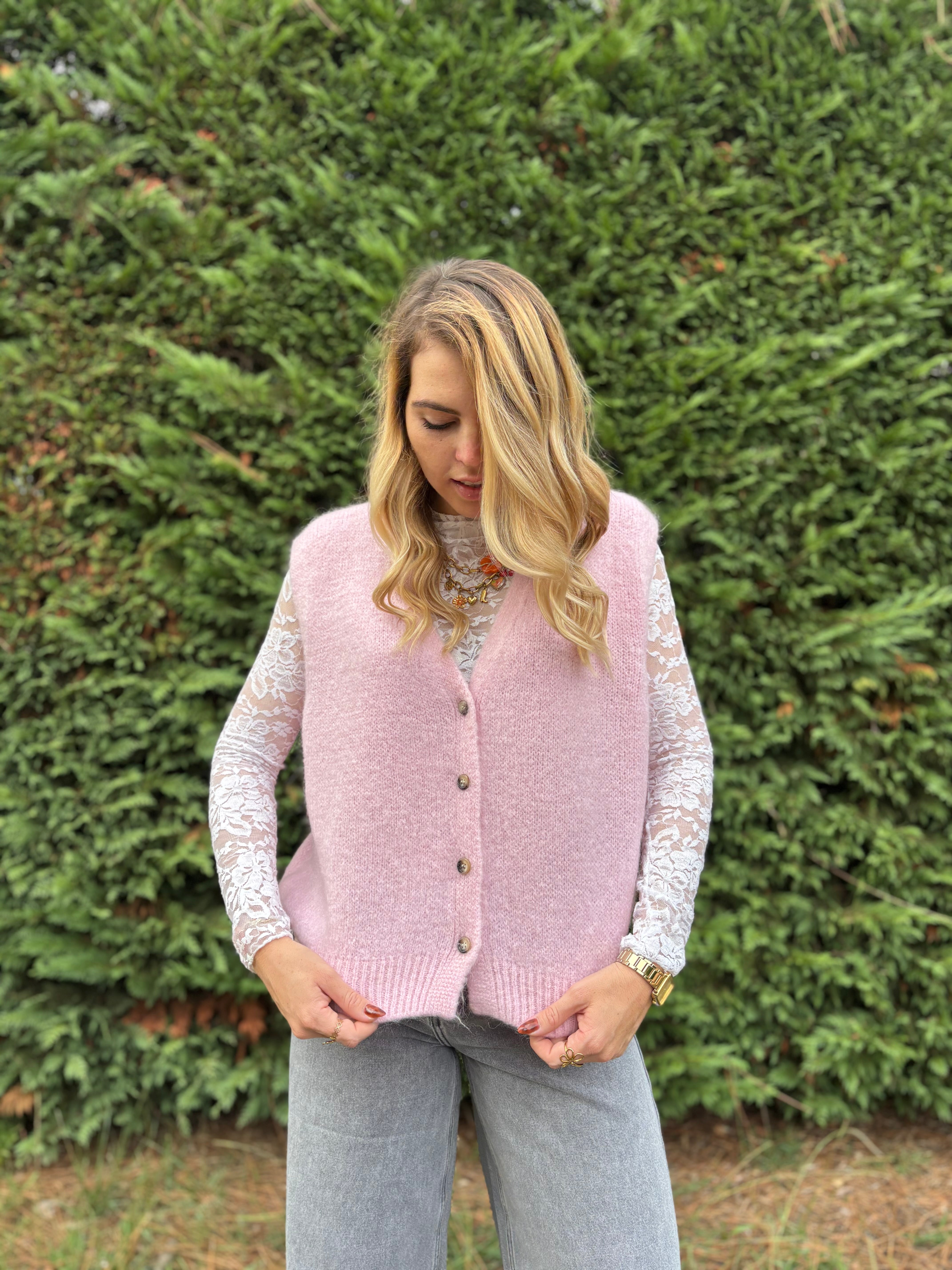 8 - Gilet TOM - Rose bébé