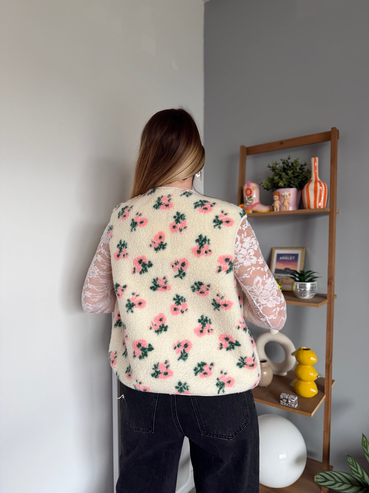 Veste sans manches FLEURS Rose