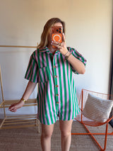 Combishort rayée JULIA vert + rose