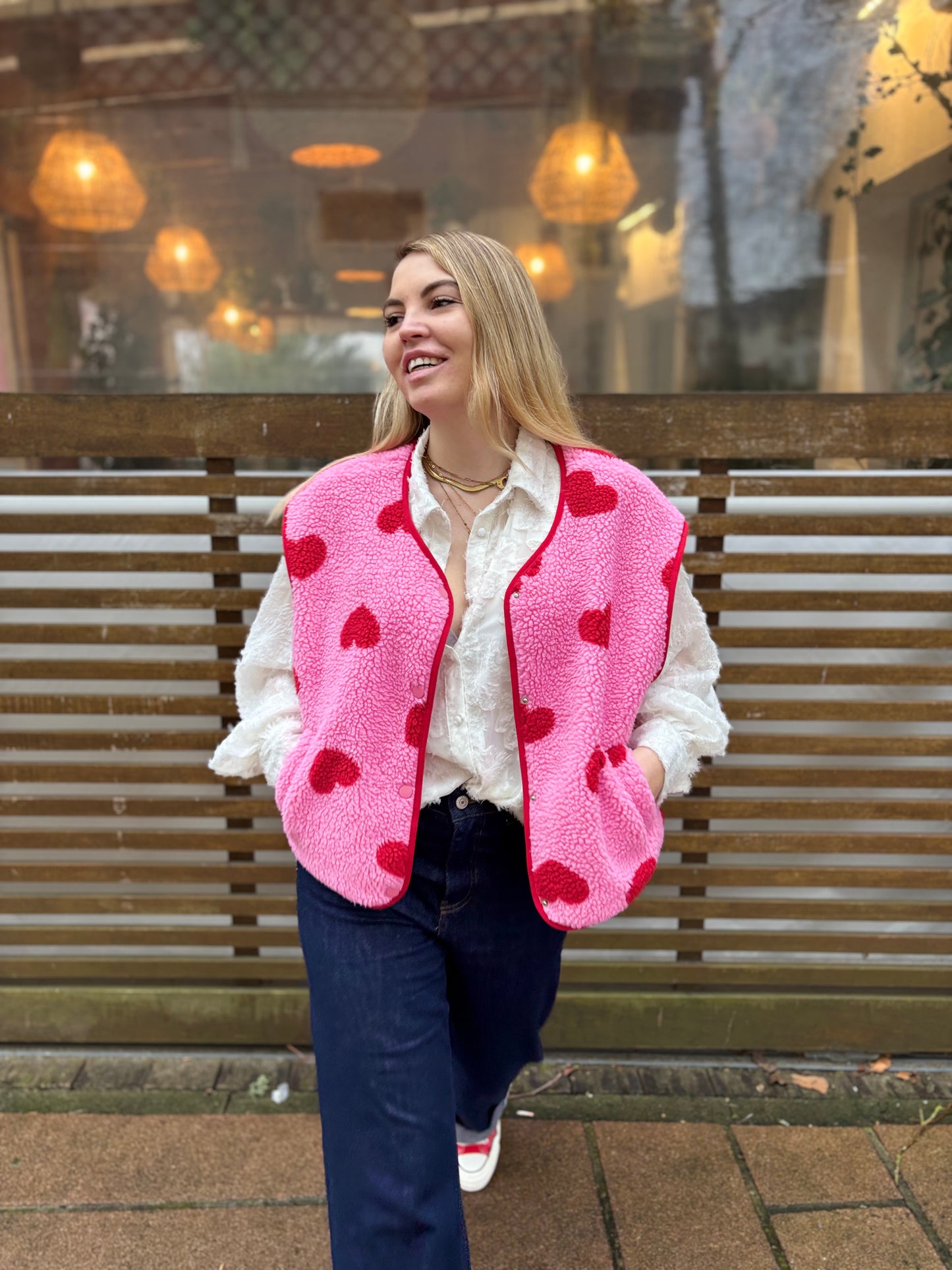 Veste sans manches ABY coeur Rose