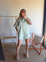 Combishort rayée JULIA bleu + jaune