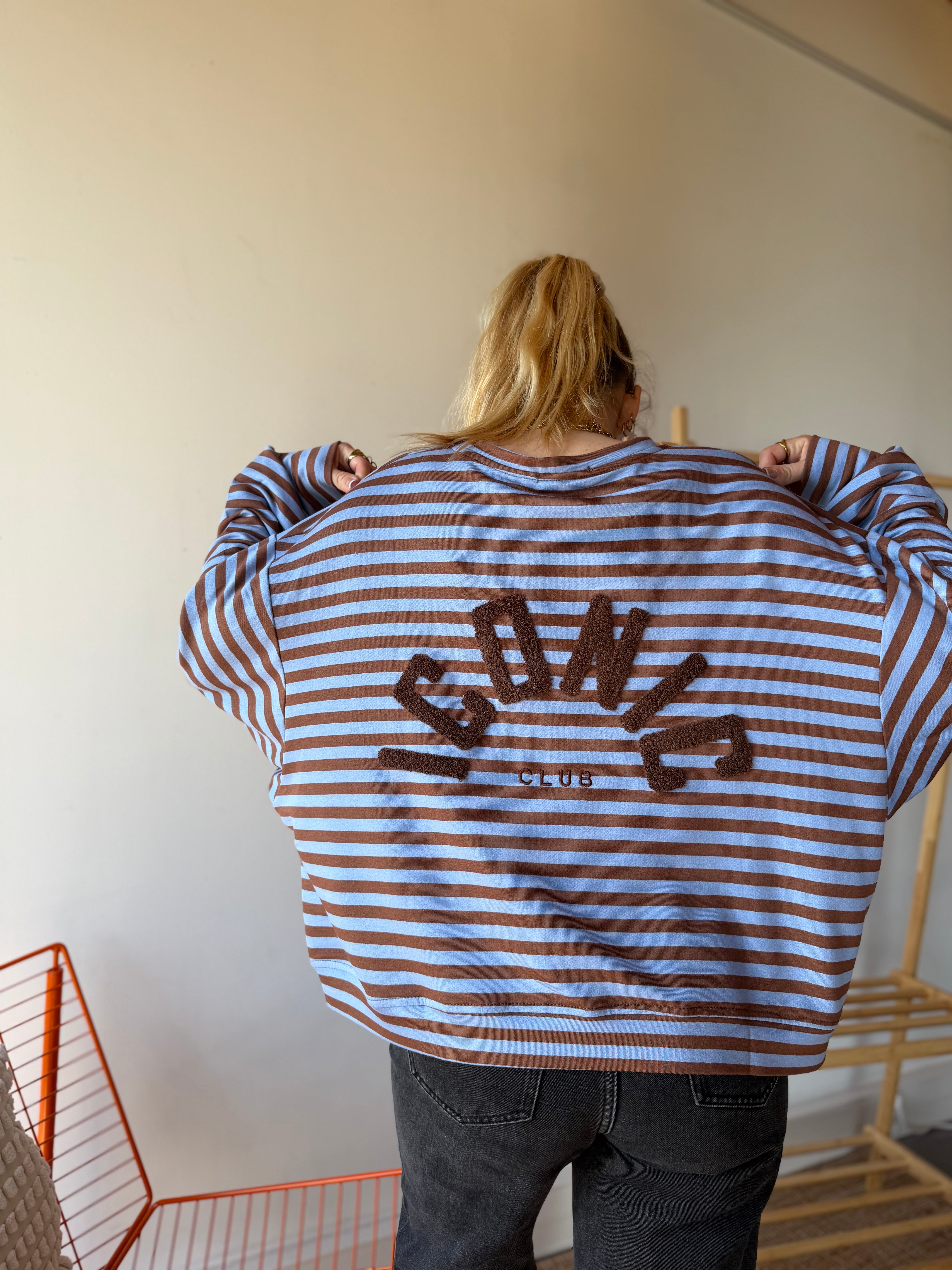 T-shirt marinière ICONIC Bleu ciel + Camel manches longues