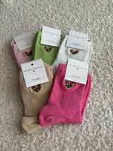 Chaussettes montantes COEUR LÉOPARD