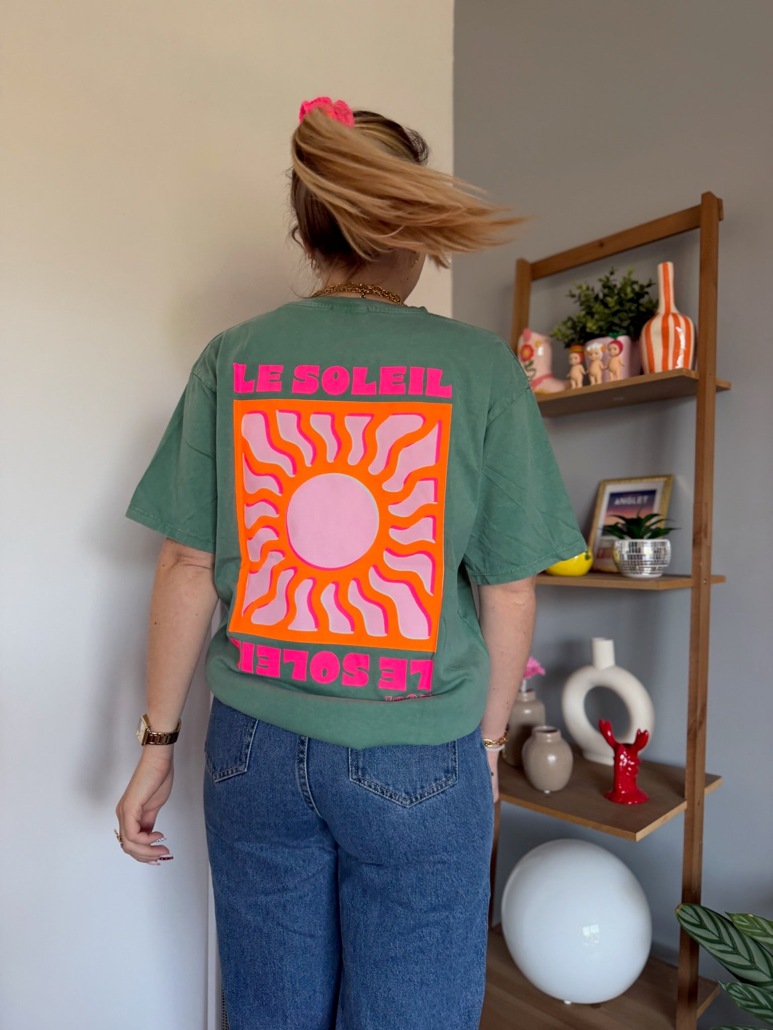 T-shirt SOLEIL (NEW FLUO) Vert bouteille