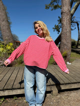 T-shirt marinière SARAH Rose + Rouge