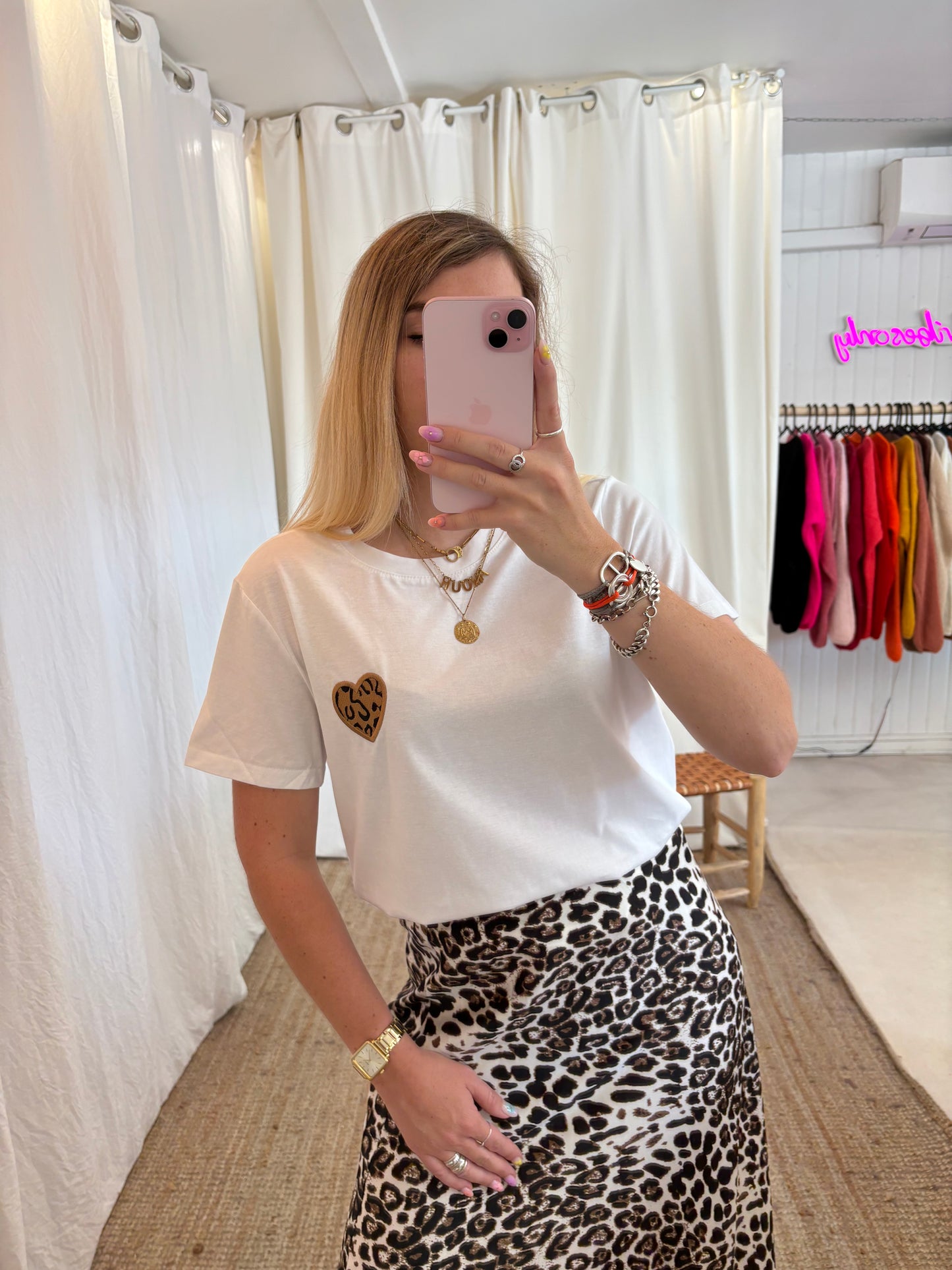 T-shirt CŒUR LÉOPARD Blanc