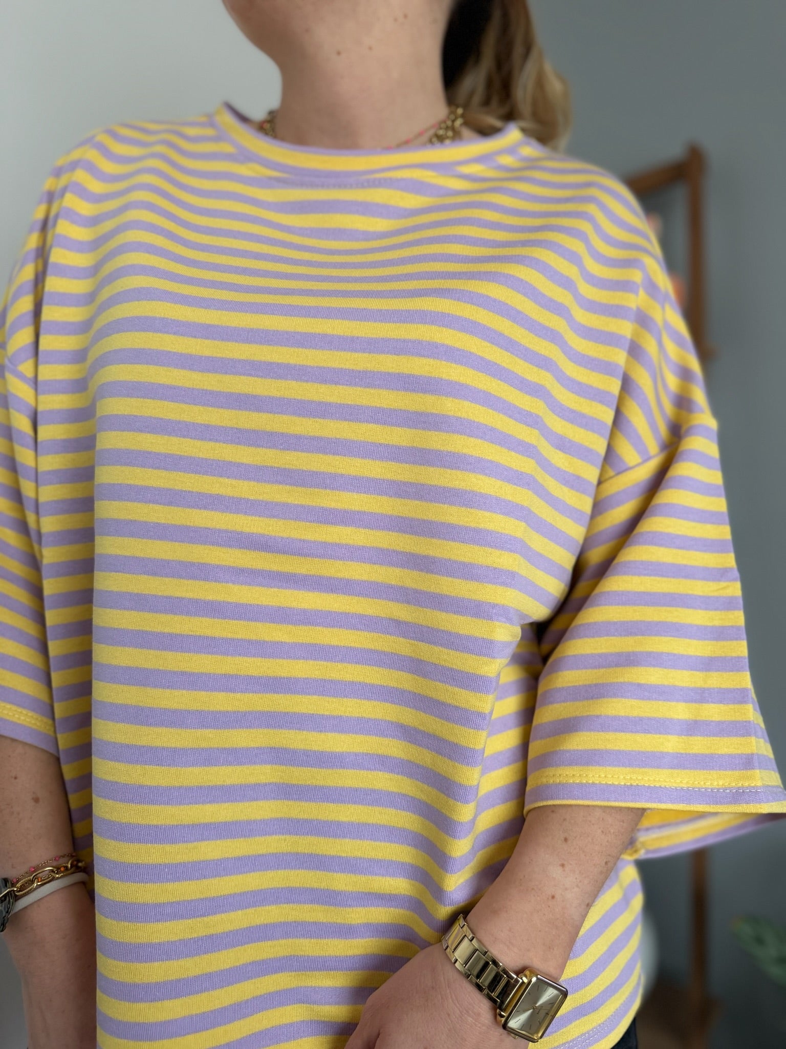 T-shirt marinière SOLEIL Jaune + Lilas
