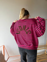 T-shirt marinière ICONIC Rose Fushia + Chocolat manches longues