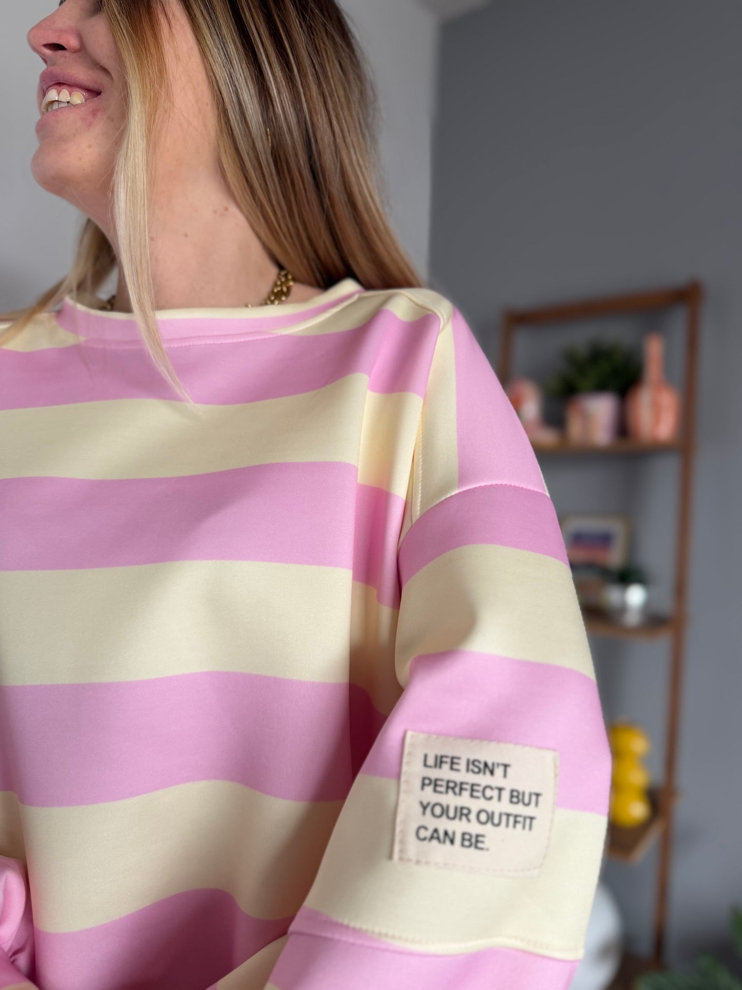 Sweat marinière GABRIEL Jaune + Rose