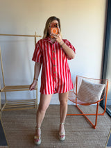 Combishort rayée JULIA rose + rouge
