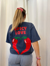 T-shirt SPICY LOVE Bleu marine ••