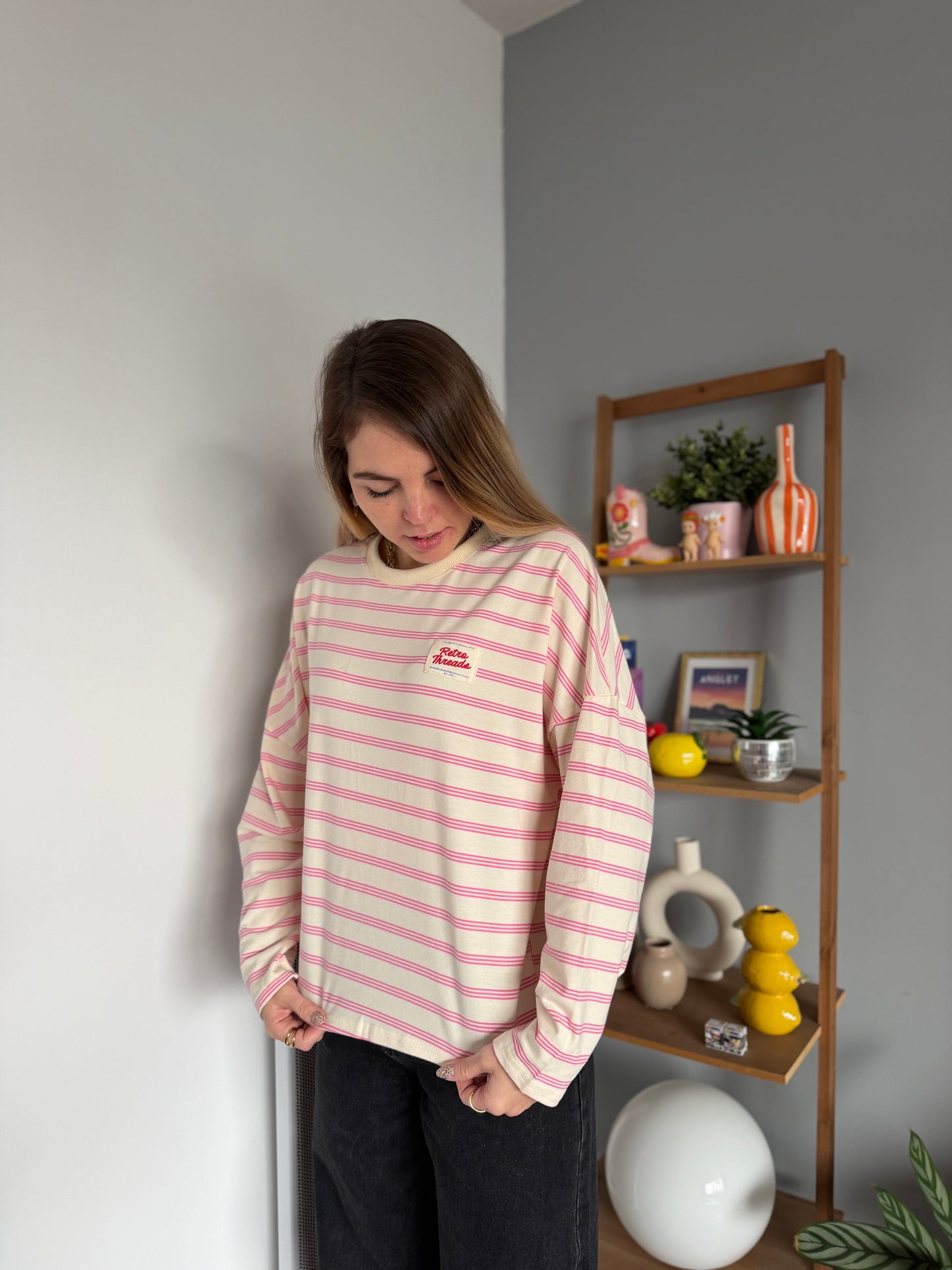 T-shirt manches longues RETRO Rose