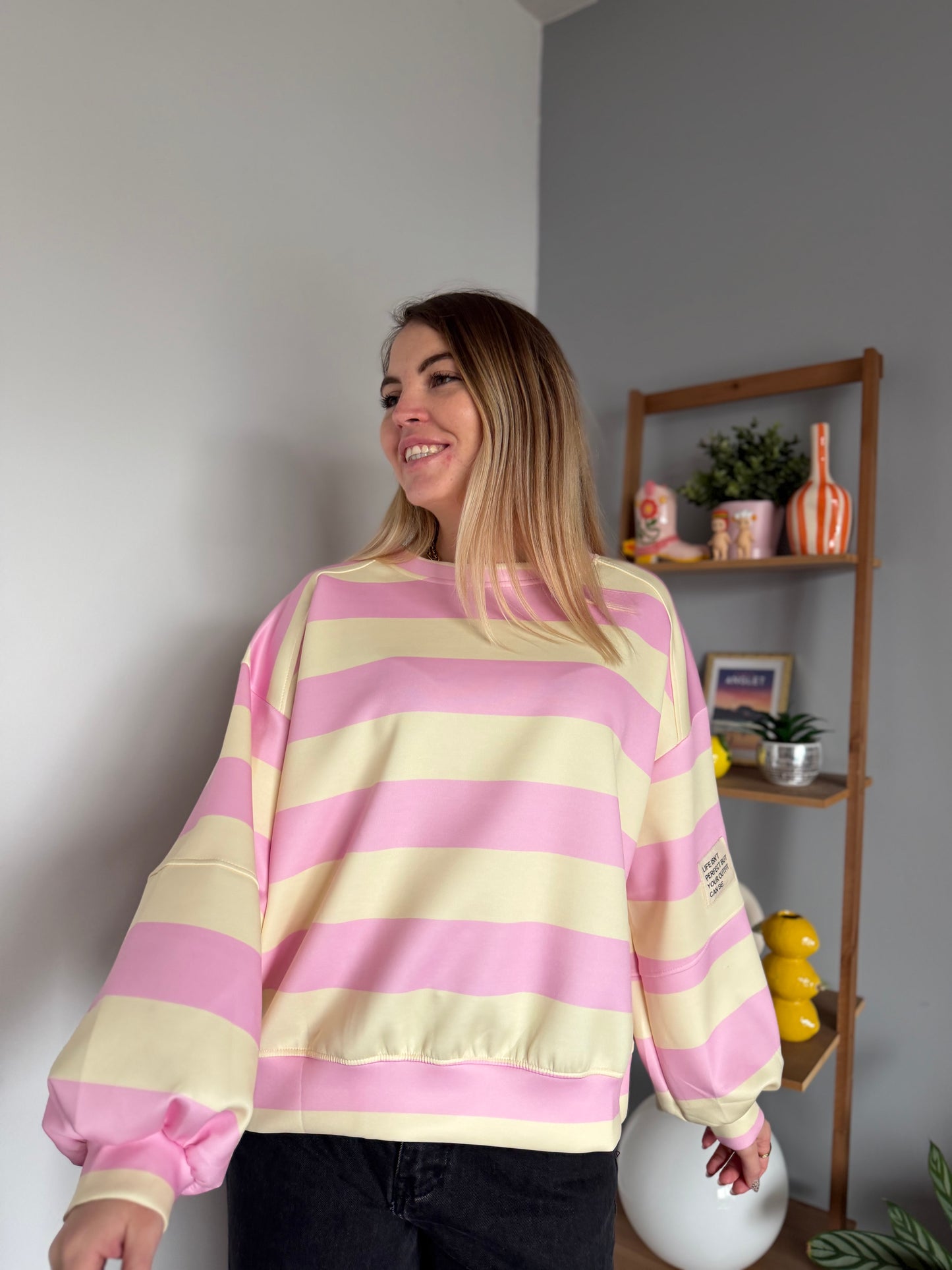 Sweat marinière GABRIEL Jaune + Rose