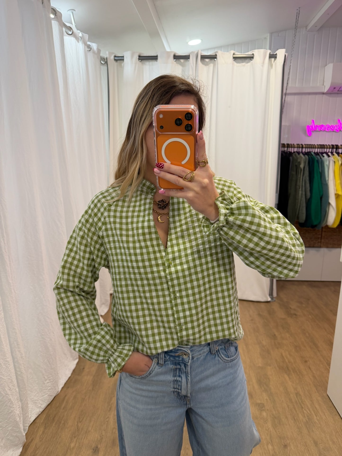 Blouse LENNY vichy vert