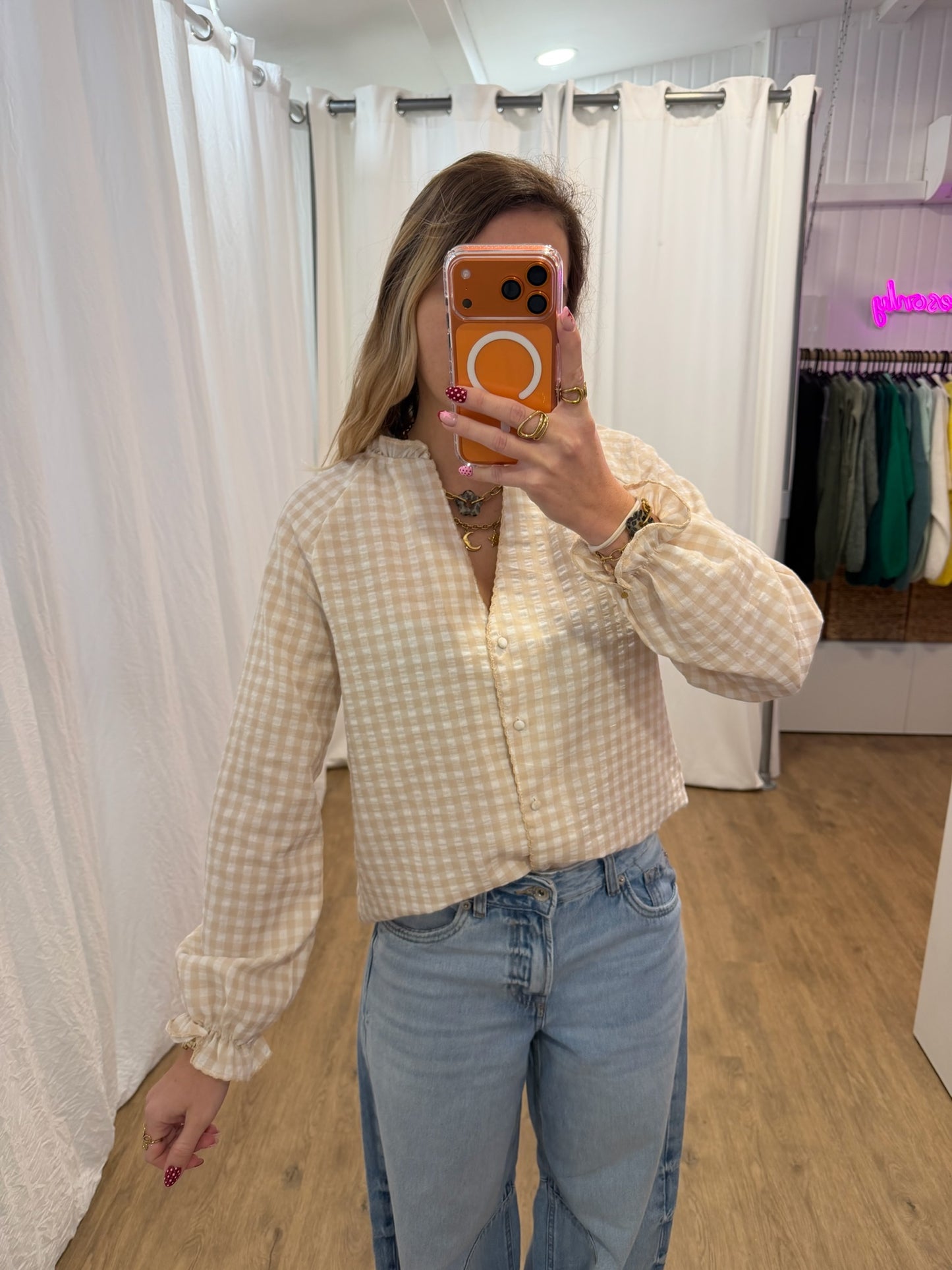 Blouse LENNY vichy beige