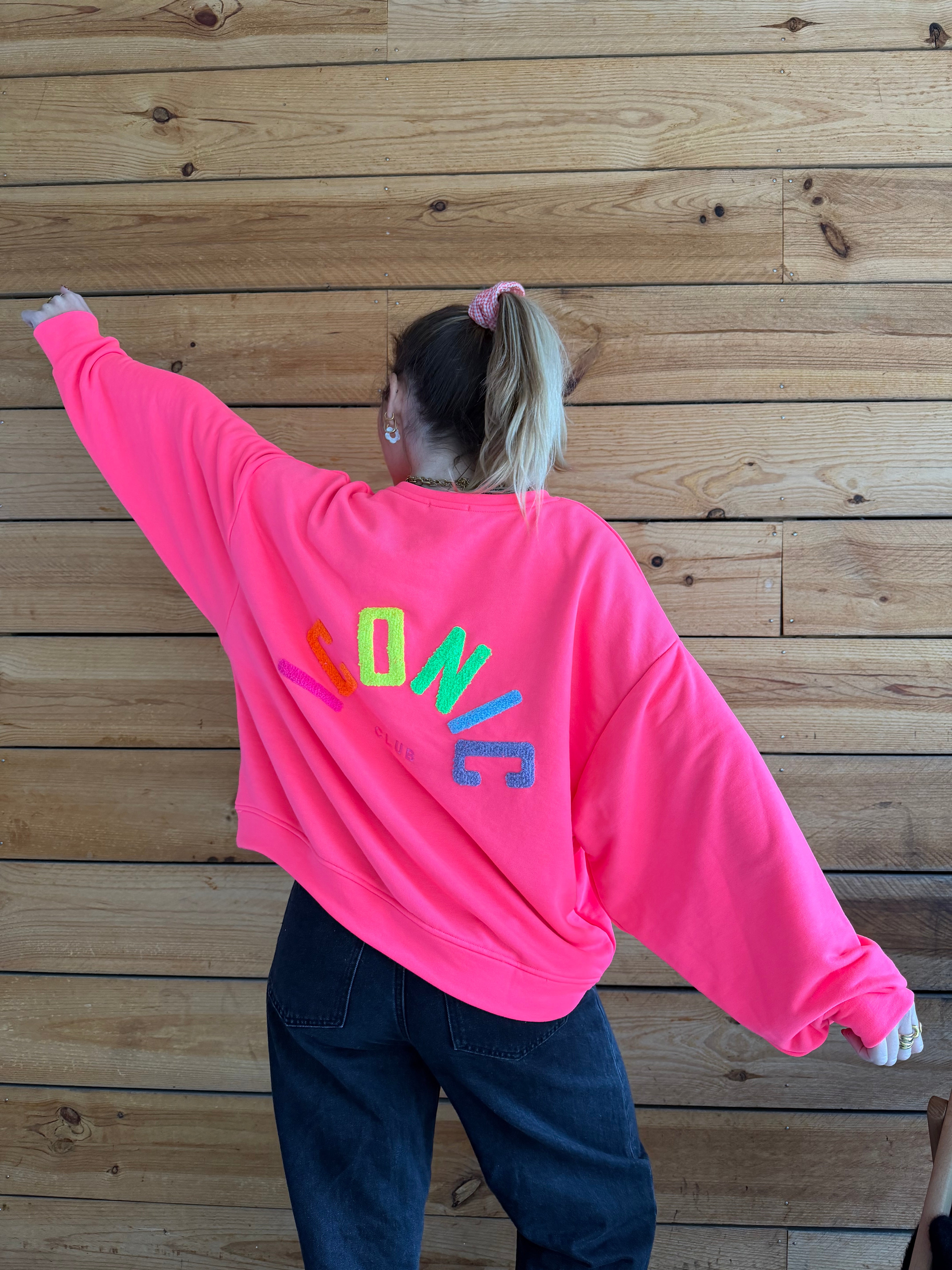 Sweat ICONIC Rose fluo + Multicolore