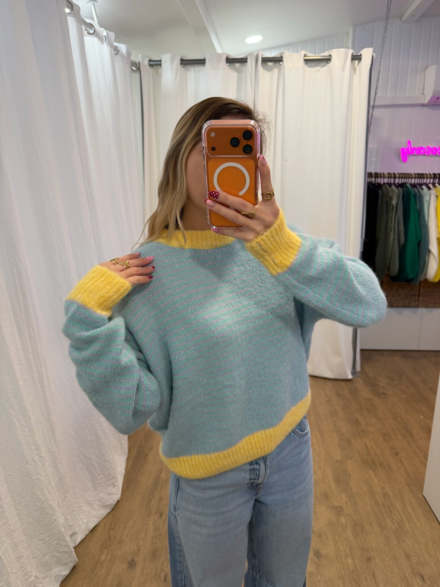 Pull SOLEN Bleu/Lilas/Jaune