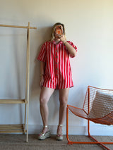 Combishort rayée JULIA rose + rouge