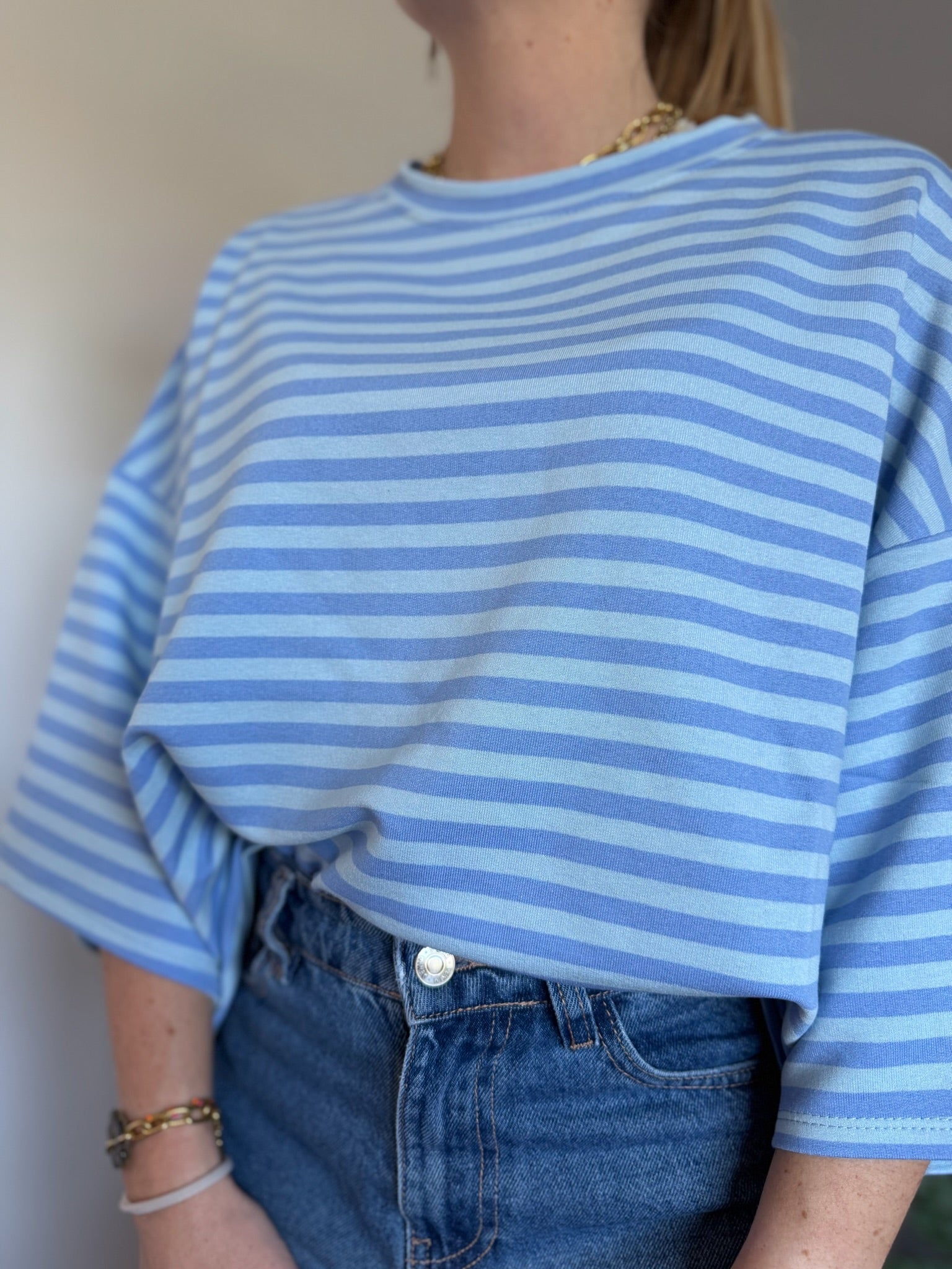 T-shirt marinière SOLEIL Bleu + Bleu