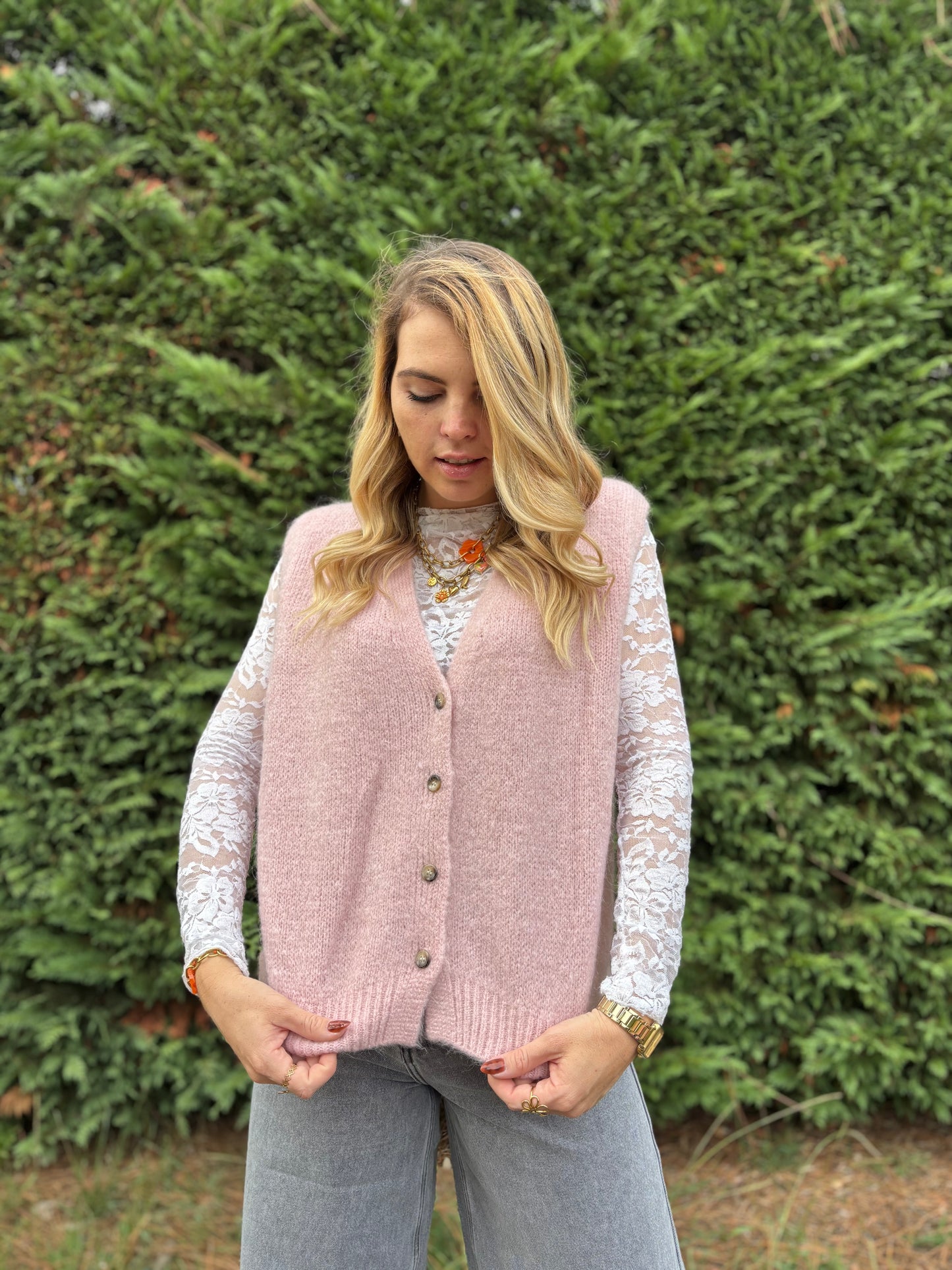 48 - Gilet TOM - Vieux rose clair