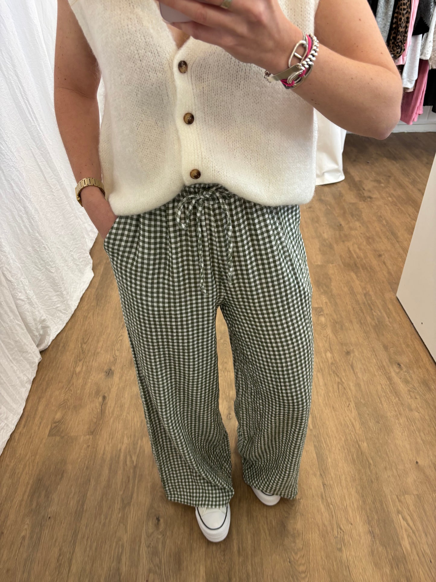 Pantalon NOA Vichy Kaki