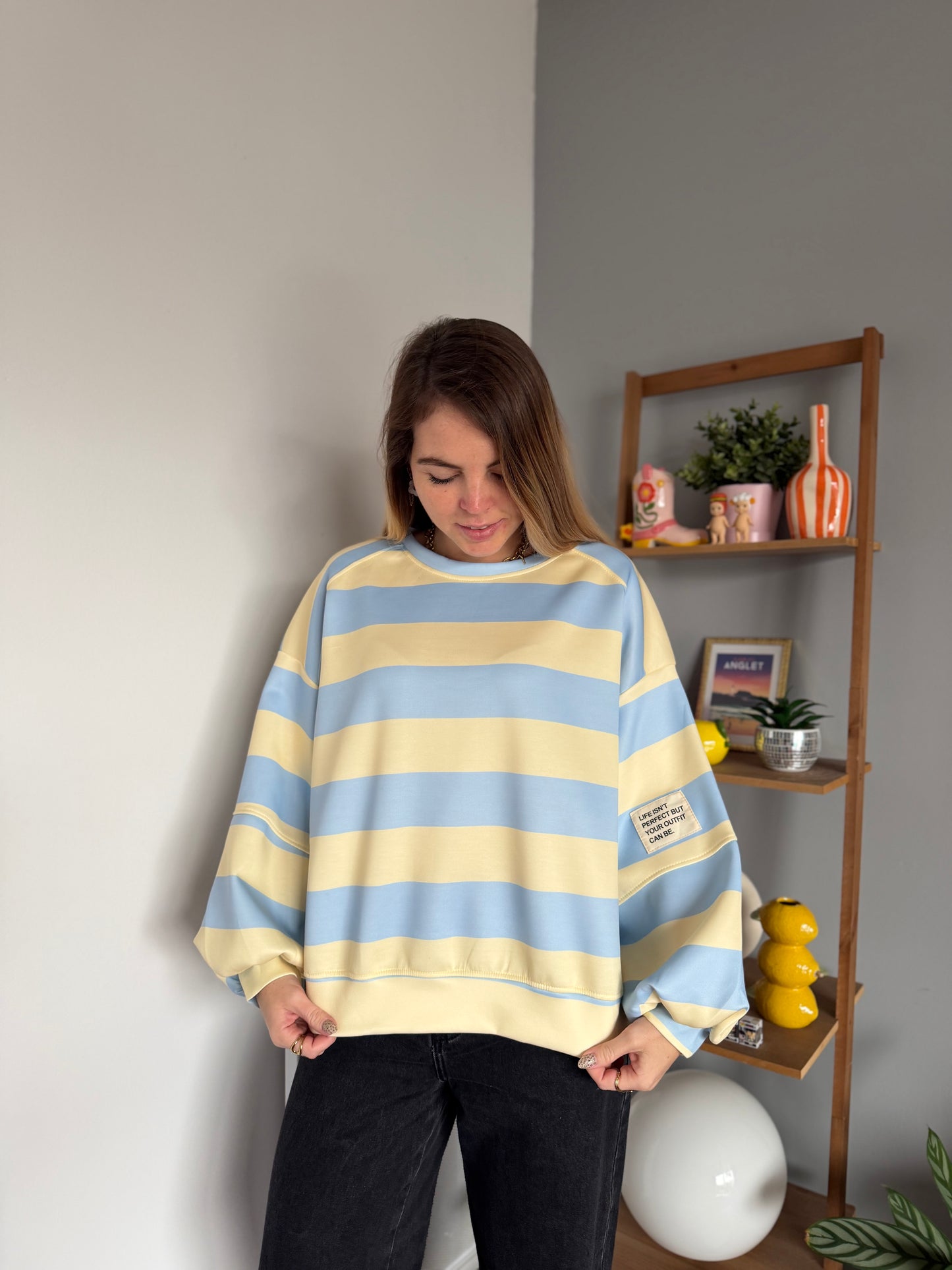 Sweat marinière GABRIEL Bleu + Jaune